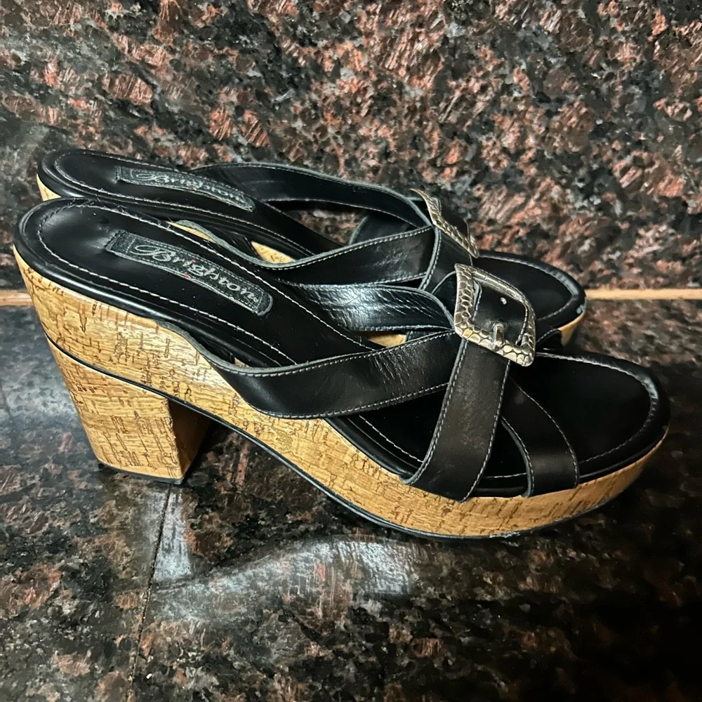 2 pair vintage Y2K Brighton leather heeled sandals 10